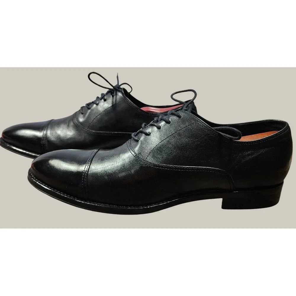Gordon Rush Men Black Leather Cap Toe Oxford Dress Shoes Mitchell Style Sz 9 1/2